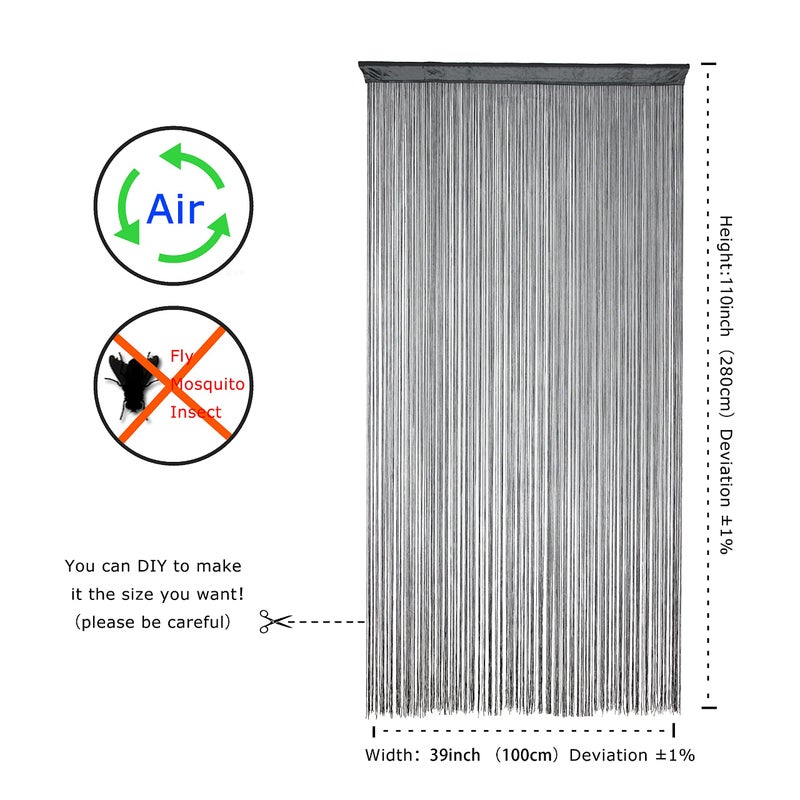 YaoYue Doorway String Curtain Door Curtains Boho Hippie Hanging Patio Tassels Screen Room Decor Bedroom Wall Window Closet Kitchen Living Room Fringe Divider Panel Laundry Room(39?110in/100?280cm  Grey) - Image 5